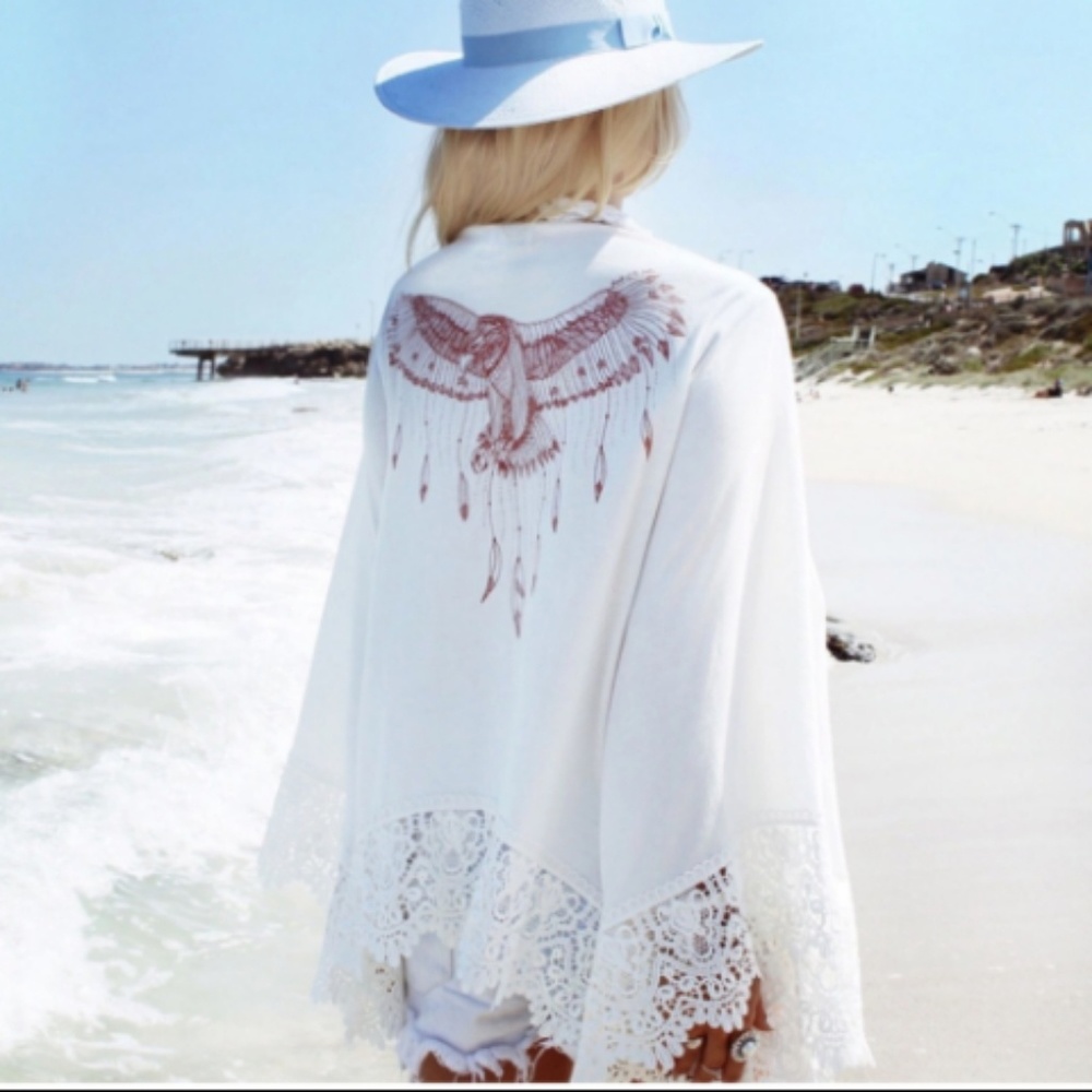 KIMONO STYLED LACE BORDER COVER - Picture 2 of 2